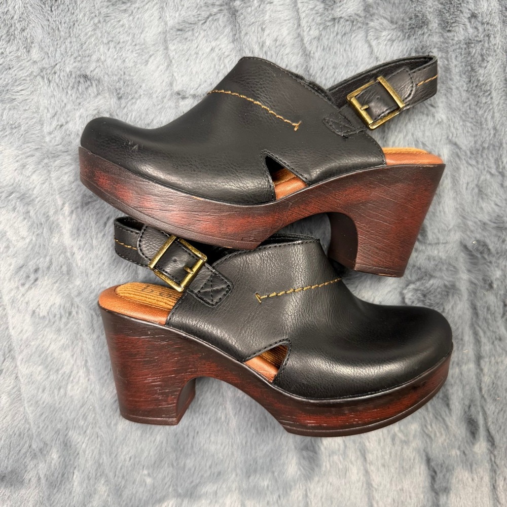 b.o.c. Born Concept Womens Black Slingback Platform Clogs BC0010109 Size 6M